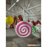 玻璃鋼雕塑糖果粉色波板糖吊飾仿真甜蜜雕塑